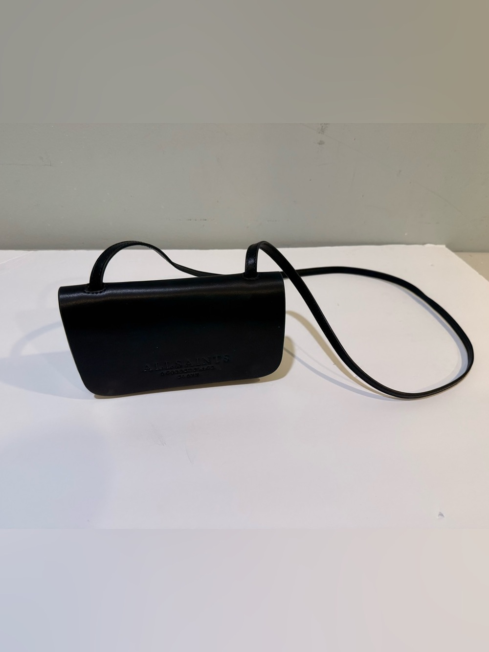 All Saints Black Leather Minimal Crossbody